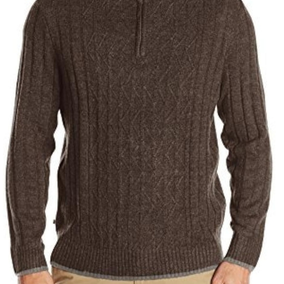 Geoffrey Beene Coffee Heather 1/4 Zip SOFT Size XL Popover EUC Winter Warm ^ - Picture 4 of 8